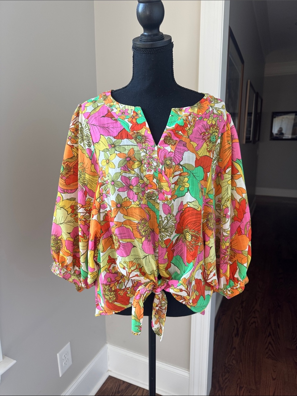 Floral Tie-Front Blouse - NWOT